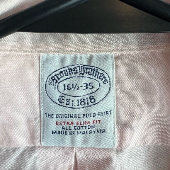 Brooks Brothers Men's Extra Slim Fit Pink Dress Shirt 15.5 Long Sleeve - Picture 4 of 7